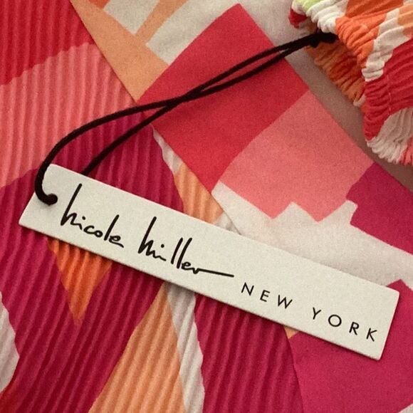 NICOLE MILLER NEW WITH TAGS BRIGHT COLORED PRINTED PLEATED MINI DRESS SMALL - Picture 8 of 9